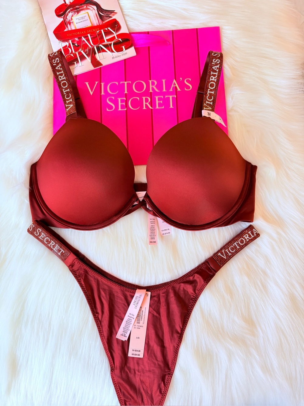 🩷🩷Victoria’s Secret logo shine strap set 36D/L🩷🩷